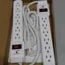 Amazon Basics Surge Protector Power Strip, 6-Outlet with 200J Protection, Circuit Breaker, LED Indicator, On/Off Switch, Wall-Mounting, 2ft Extension Cord, White, 2-Pack