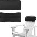 Chaise Lounge Head Pillow, 2 Pack Outdoor Patio Pillows with Adjustable Strap, Lounge Head Resting Pillow for Recliner Beach Pool Lounger Office Chair(Black, Water Resistant)