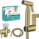 BARROCK Handheld Bidet Sprayer for Toilet, Stainless Steel Metal Made Baby Cloth Diaper Spraying Kit, Bathroom Toilet Bidet Attachment Set for Bathing Pets and Feminine Hygiene, Brushed Brass Gold