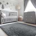 OLANLY 4x5 Machine Washable Accent Rug, Soft Fluffy Shaggy Area Rug for Bedroom, Living Room, Indoor Floor Carpet for Kids, Nursery, Home Decor, Grey