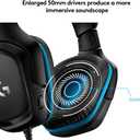 Logitech G432 Wired Gaming Headset, 7.1 Surround Sound, DTS Headphone:X 2.0, Flip-to-Mute Mic, PC (Leatherette) Black/Blue