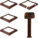 6 x 6 Inches Brown Vinyl Post Sleeve Adjustable Skirt Vinyl Post Base Porch Column Wraps for 3 to 6.5 Inch Wood Stair Rails(4 Pack)