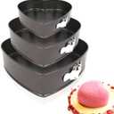 Kitchen Tool Heart Cake Mold Baking Supplies Non-stick Removable Bottom Springform Cake Pan Tin Baking Mold Leak proof and high temperature resistant Heart cake Pans Set of 3