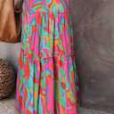 Happy Sailed Womens Floral Print Boho Maxi Skirt Elastic High Waist Pleated Ruffle Flowy Long Skirts S-XL (S)