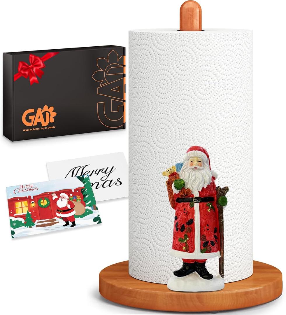 Christmas Paper Towel Holder - Santa Claus Winter Xmas Kitchen Countertop Bathroom Decor - Xmas Gift for Women, 3D Cute Decorations