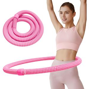 Weighted Soft Spring Hula Hoop for Adults, 3.3 lbs Foldable for Home and Travel, Portable Slimming Fitness Hoop for Weight Loss, Waist-Friendly Design, Upgraded Closed Silent Version (pink)