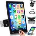 10.4 inch Single Din Car Stereo with Wireless Carplay Android Auto-2025 Upgraded 1080P IPS Detachable Touch Screen,5.2Bluetooth,12LED Backup Camera,FM Radio,USB/AUX,Mirror Link,SWC