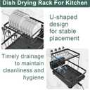 LIYI Dish Drying Rack,Large Dish Rack for Kitchen Counter,2-Tier Dish Racks with draining Tray,Detachable Capacity Dish Drainer Organizer,Black