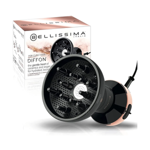 Bellissima Diffon Ceramic Diffuser Hair Dryer for Curly Hair - 2-in-1 Blow Dryer with Diffuser - Reduces Frizz, Defines Curls, Volumizes - Lightweight, Compact, Easy Hold Handle