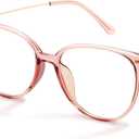 Gaoye Blue Light Blocking Glasses - Trending Round TR90 Frames, Metal Arms, UV400 Protection - Matching Soft Case (1-pink Frame/Transparent Lens)