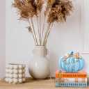 Whaline Fall Wooden Tiered Tray Decor Faux Decorative Stacked Books Bundle Wooden Pumpkin Decor Hello Fall Block Sign for Autumn Thanksgiving Farmhouse Rustic Kitchen Home Decoration