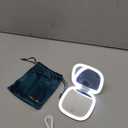 Mocado Compact LED Magnifying Travel Makeup-Mirror - 4 inches 1X/10X Magnification Small Hand Pocket Dimmable Double Sided USB Rechargeable Touch Screen, Portable Tabletop Cosmetic (White)