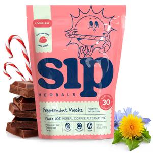2 x Sip Herbal Coffee Alternative Herbal Tea - Boost Energy & Focus - Caffeine Free Organic Coffee Substitute Made with Carob, Dandelion, Chicory - Peppermint Mocha (30 Servings) - Loose Leafs (EXP 08/01/26)