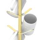 Marble Mug Holder Tree with 8 Hooks, Stainless Steel Coffee Cup Holder, Non-Slip Silicone Pads, Heavy Duty Marble Base, Countertop Organizer for Kitchen & Cafe, Gold