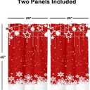 YOSTEV Christmas Kitchen Curtain 2 Panels Set, Red Snowflakes Velvet Curtains for Cafe Window, Winter Holiday Treatment Rod Pocket Thermal Insulated Room Darkening, 26x45 Inch