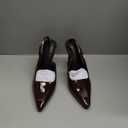 Coutgo Women's Slingback High Heels Pointed Toe Stilettos Metal Buckle Dress Party Pump Shoes (8.5, Red/Brown)