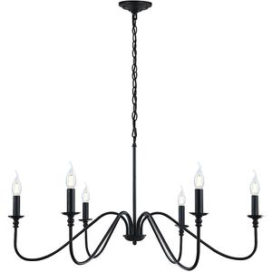Black Chandelier,6Light Rustic Industrial Iron Chandeliers for Dining Room Lighting Fixtures Hanging,Candle Hanging Hallway, Living Room, Foyer, Bedroom, Office, Bar,Island Lights