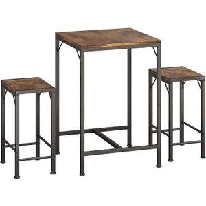Homeiju Bar Table and Chairs Set, Square Bar Table with 2 Stools, Space-Saving Dining Pub Set for 2, Perfect for Kitchen, Breakfast Nook, Living Room & Small Spaces, 23.6 x 23.6 x 37.8 inches