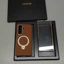 for Galaxy Z Fold 7 Case Luxury Leather with Screen Protector [Hinge Protection],Fit for Magsafe,Magnetic Kickstand & Ring Holder for Samsung Zfold 7 Case Brown