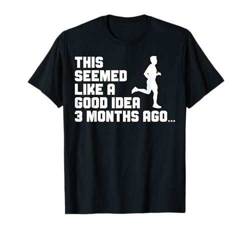 This Seemed Like A Good Idea Funny Marathon Runner Running T-Shirt(M)