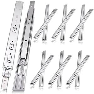 20 inch Drawer Slides 6 Pairs (12pcs) Soft Self Close 3 fold Full Extension Ball Bearing Cabinet Drawer Glides Side Mount for Dresser, Cabinet, Kitchen 100 LB Capacity 20" Silver