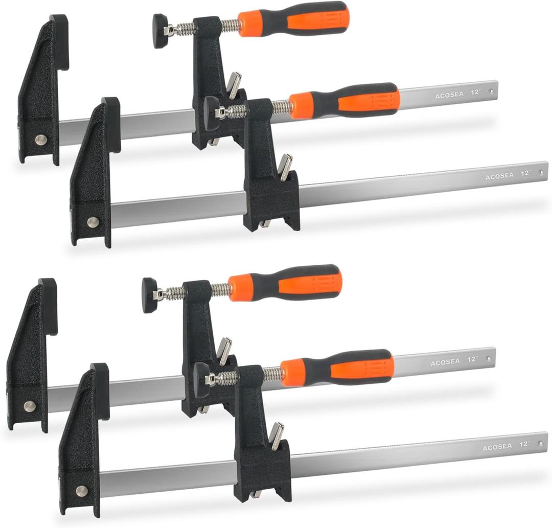 Woodworking Clamps,3-Pack 12 Inch Bar Clamps Heavy Duty Adjustable and Release Quickly, Wood Clamps Throat Depth 2.5 Inch Clamps Force 600 Lbs