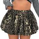 WDIRARA Women's Plus Size Solid Bubble Mini Skirt High Waist Ruffle Hem Skirts XXL