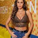 Avidlove Bralettes for Women Lace Wireless Bra V Neck Racerback Crop Top Adjustable Lingerie No Padded (Medium, Brown)