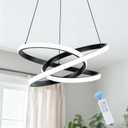 MAYNA Modern Ring Chandelier for Dining Room,Dimmable LED Pendant Light with Remote, Irregular Light Fixture for Kitchen Island Over Table, 3 Color Changeable Hanging Lamp, Black 19.7 inch