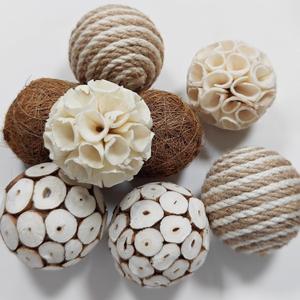 8 Pcs Natural Handmade Decorative Balls, Bowl Filler Orbs for Home Decor, Table Centerpiece & Dough Bowl Vase Decor