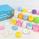 Non Candy Easter Egg Fillers Stuffers for Kids 24 PCS, Easter Mochi Squishy Fidget Toys Gifts Basket Essentials for Toddler, Mini Party Favors Supplies Prizes Goodie Treat Bag Trinkets for Boys Girls