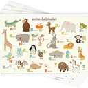 Babebay Disposable Stick-on Placemats 40 Pack for Baby & Kids & Toddler, Sticky Placemats Restaurant Table Mats 12" x 18" (Animal Alphabet)