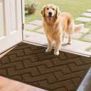 hicorfe Front Door Mat Outside Entrance,24"x35" Absorbent Muddy Dirt Resist Welcome Door Mats Outdoor Indoor,Stain and Fade Resistant,Non Slip Backing Entry Mat Doormat for Entryway (Dark Brown)