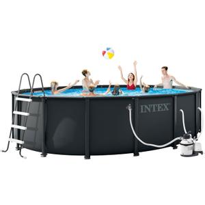 INTEX 26325EP 16ft X 48in Ultra XTR Frame Deluxe Above Ground Swimming Pool Set with 1500 GPH Sand Filter Pump, Removable Ladder, Ground Cloth, Pool Cover, SuperTough, Puncture and Rust Resistant