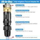 Feekoon 3 Set 25 Psi Drip Irrigation Faucet Adapter Kit 1/2'' Irrigation Tubing to 3/4'' Faucet Water Pressure Regulator Backflow Preventer with Filter, Drip System Parts