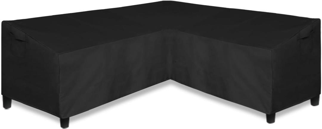 Easy-Going Patio V-Shaped Sectional Sofa Cover, Heavy Duty Outdoor Sectional Cover, Waterproof Furniture Cover with Air Vent 85" L (on Each Side) x 33.5" D x 31" H, Black