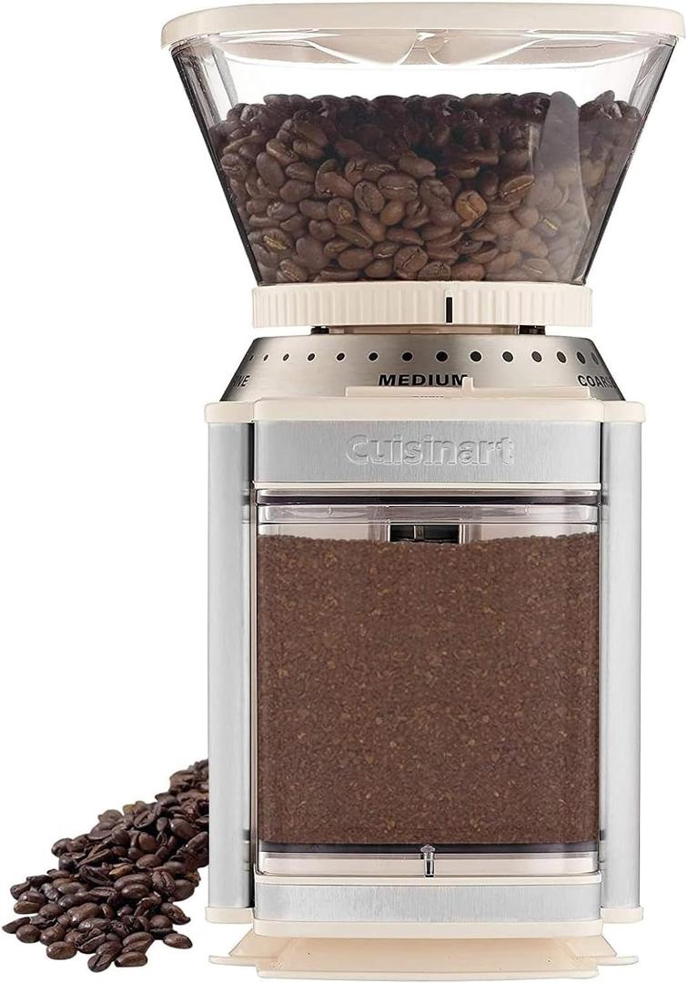 CUISINART Coffee Grinder, Electric Burr One-Touch Automatic Grinder with18-Position Grind Selector, Stainless Steel, DBM-8CRMP1, Cream