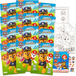 Paw Patrol Party Favors Bulk - Boys Party Supplies Bundle with 12 Activity Books with Coloring Pages, Games, Activities, More Plus Tattoos | Paw Patrol Coloring Books Bulk