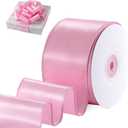 Pink Satin Wired Ribbon 2 Inch X 50 Yards Pink Christmas Ribbon Wired for Gift Wrapping Valentines Tree Decoration Bows Making Wreath DIY Crafts Valentines Day Decor and Home Decor