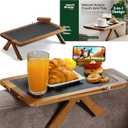 Acacia Couch Arm Tray Table  2 in 1 Adjustable Couch Arm Table Fits Most Sofa Arms with 360 Rotating Phone Holder, Wire Holder & Non-Slip Mat  Elegant Sofa Tray for Snacks & Coffee