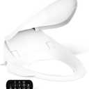 KOHLER PureWash E750 Elongated Heated Bidet Toilet Seat, White with Touchscreen Remote Control, Quiet-Close Lid, Self-Cleaning Wand, Adjustable Water Pressure and Nightlight (White)