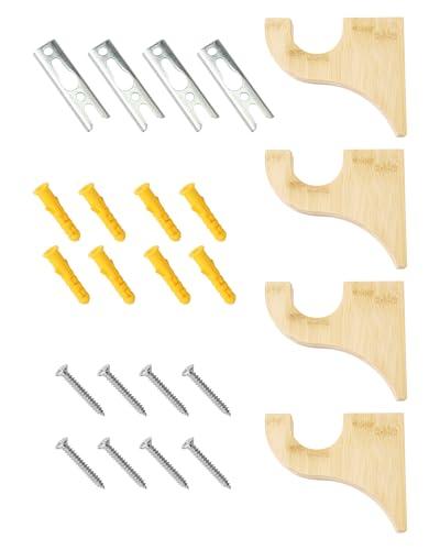 Zorqon 4Pack Wooden Curtain Rod Brackets, Wood Curtain Rod Holders for 2" Pole, Multipurpose Wooden Rod Bracket for Hanging Drapes, Inner Dia: 2inch