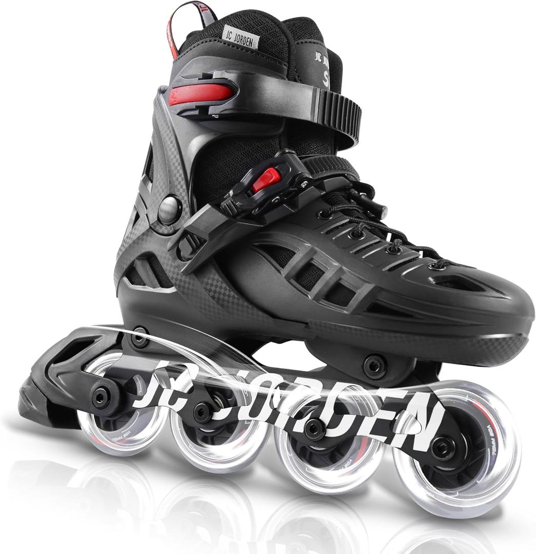 Inline Skates for Kids Girls and Boys, 4 Sizes Adjustable Roller Skates Blades with Full Light Up Wheels for Women Men, Durable Outer Shell, Roller Skates 4-12 Adults (XLarge-Youth & Adult (8-11 US), Red)