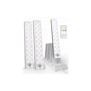 EZVALO 3-Pack Under Cabinet Lighting with Charging Station, 2000mAh Rechargeable Wireless Motion Sensor Lights, 3 Color Temps, Dimmable, Timer, Magnetic, with Remote Control for Kitchen, Closet