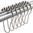Titanker Shower Curtain Hooks Rings, Rust-Resistant Metal Shower Curtain Hooks for Bathroom Shower Rods Shower Hooks Shower Rings for Curtain - Set of 12, Nickel