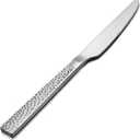 E-far Hammered Dinner Knives Set of 12, 8.9 Inch Stainless Steel Serrated Steak Butter Knife for Home Kitchen Restaurant, Modern Design & Square Edge, Mirror Finish & Dishwasher Safe,  Hammered Square Edge