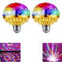 Rotating Magic Ball Light Colorful Disco Light Bulb, AC 85-265V E26/E27 Magic Ball RGB Multi-Colored LED Stage Lights for Home Parties Dance (2 Pack)
