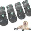 Lukovee Dog Booties, Breathable Dog Shoes for Large Medium Small Dogs Summer Hot Pavement, Adjustable Non-Slip Rubber Paw Protector for Hardwood Floors Outdoor Walking Hiking(GY, Size4) (Size 4Width 2.2'')