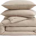 Bedsure Muslin Duvet Cover King Size - 100% Cotton 3-Layer Gauze Duvet Cover PureWoven Ultra-Soft & Breathable Bedding Set with Zipper Closure and 8 Corner Ties (Light Brown, King, 104"x90")