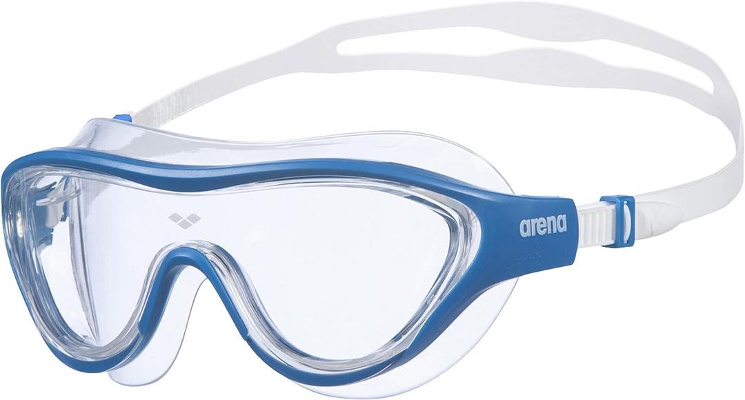 ARENA Unisex Adult The One Swim Mask Fitness Swimming Goggles Men and Women Large Fit Polycarbonate Mirror/Non-Mirror Lens (Clear/Blue)